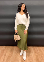 LAMIA SATIN SKIRT- OLIVE
