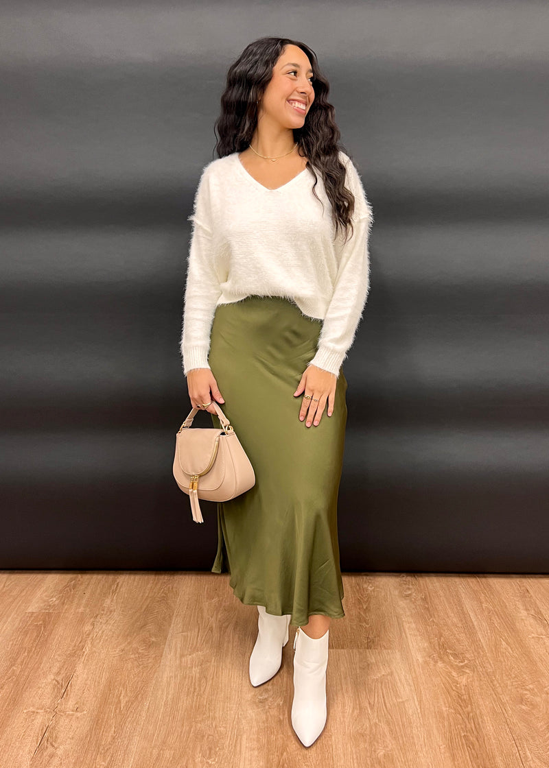 LAMIA SATIN SKIRT- OLIVE