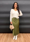 LAMIA SATIN SKIRT- OLIVE