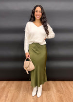 LAMIA SATIN SKIRT- OLIVE