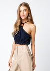 CONNIE DENIM CROP TOP- DARK