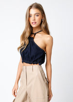 CONNIE DENIM CROP TOP- DARK