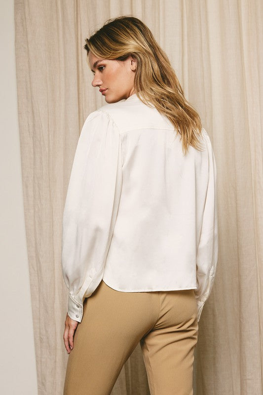 SATIN DAZZLE BLOUSE- PEARL