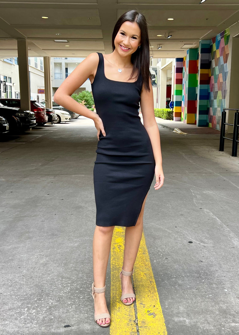 MONIQUE KNIT DRESS- BLACK