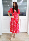 AMORE FLORAL MIDI DRESS- RED