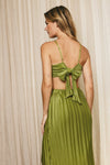 PRETTY PLEATS CUT OUT DRESS- GREEN