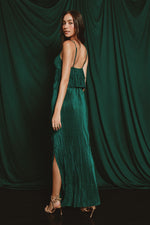 PLEATED MAXI SKIRT- JADE