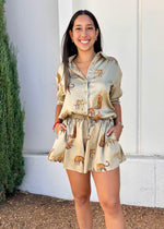 WILD SIDE CHEETAH BLOUSE- OLIVE