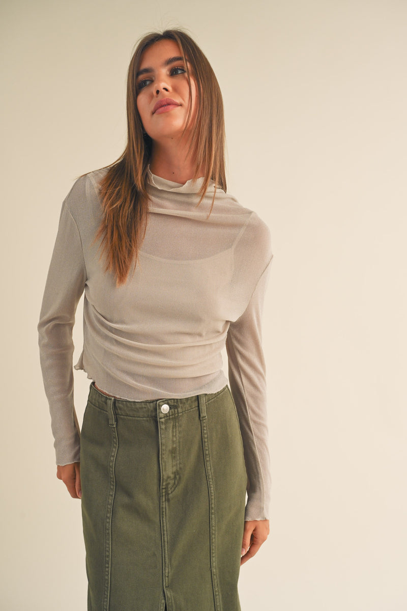 MESH SPARKLE TOP- SAND