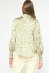 LARA ANIMAL PRINT BLOUSE- OLIVE