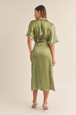 SABINA SATIN SKIRT- OLIVE