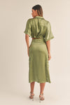 SABINA SATIN TOP- OLIVE