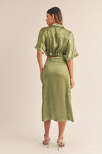 SABINA SATIN TOP- OLIVE