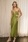 PRETTY PLEATS CUT OUT DRESS- GREEN