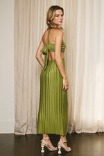 PRETTY PLEATS CUT OUT DRESS- GREEN