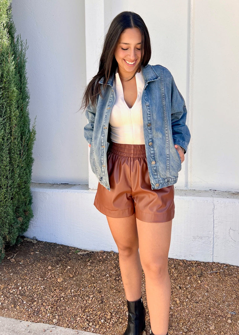 WASHED ELASTIC DENIM JACKET- DENIM