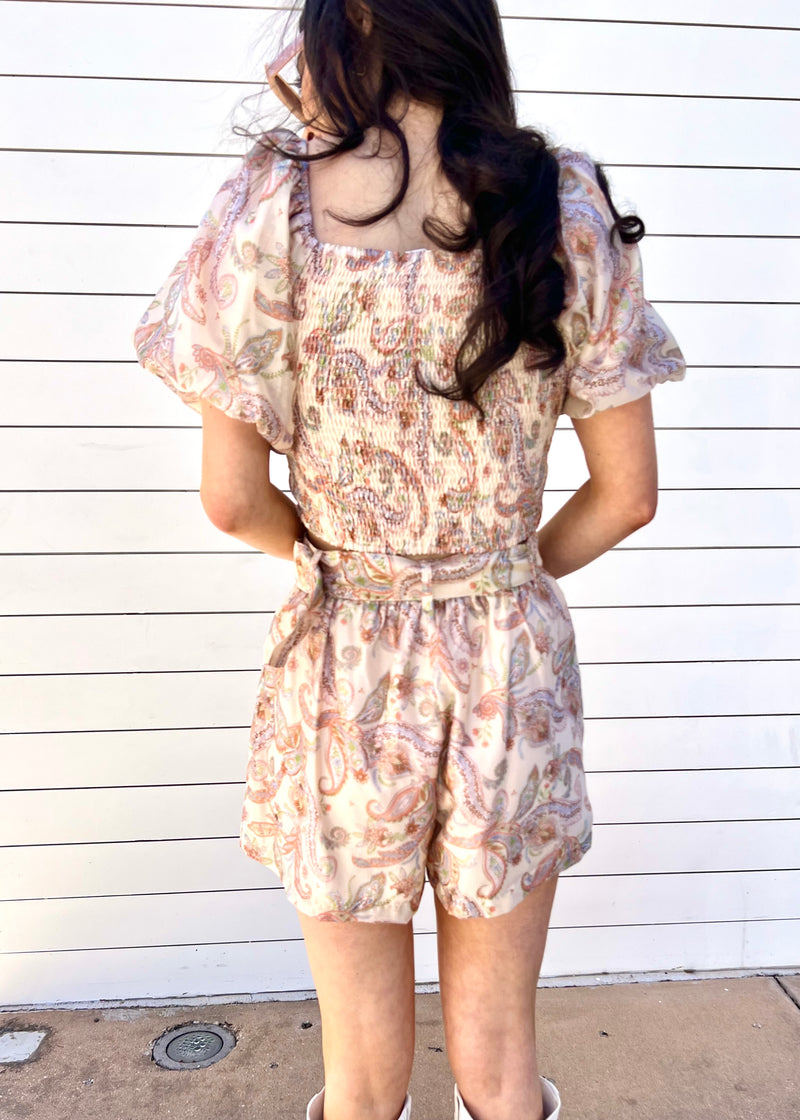 PAISLEY SQUARE NECK TOP- CREAM MULTI