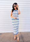 CROCHET SCALLOPED TANK- IVORY/BLUE