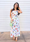 FRUITFUL LOBSTER MIDI SKIRT- WHITE/RED