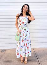 FRUITFUL LOBSTER MIDI SKIRT- WHITE/RED