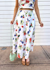 FRUITFUL LOBSTER MIDI SKIRT- WHITE/RED