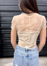 LACE LINED TOP- CREAM