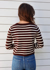 STRIPED GOLD BUTTON CARDIGAN