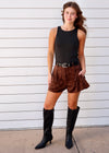 BRYLEE SUEDE SHORTS- BROWN