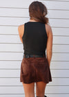BRYLEE SUEDE SHORTS- BROWN