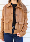 SUEDE BUTTON JACKET- TOBACCO