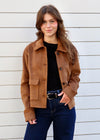 SUEDE BUTTON JACKET- TOBACCO