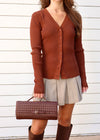 PLAID PLEATED MINI SKIRT- TAUPE