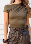 ONE SHOULDER BODYSUIT- OLIVE
