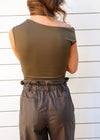 ONE SHOULDER BODYSUIT- OLIVE
