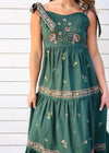 EMBROIDERED TIERED MAXI DRESS- HUNTER
