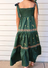 EMBROIDERED TIERED MAXI DRESS- HUNTER