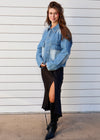 DENIM SNAP JACKET- DENIM