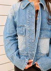 DENIM SNAP JACKET- DENIM