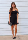 OFF SHOULDER SWEETHEART MINI DRESS- BLACK