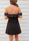 OFF SHOULDER SWEETHEART MINI DRESS- BLACK