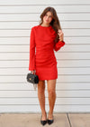 LONG SLEEVE MINI DRESS- RED