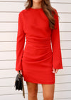 LONG SLEEVE MINI DRESS- RED