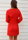 LONG SLEEVE MINI DRESS- RED
