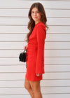 LONG SLEEVE MINI DRESS- RED