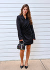 SATIN BLAZER DRESS- BLACK
