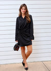 SATIN BLAZER DRESS- BLACK