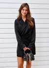 SATIN BLAZER DRESS- BLACK