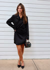 SATIN BLAZER DRESS- BLACK