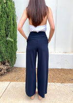 RIVIERA PLEATED TROUSER- NAVY