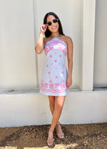 EMBROIDERED HALTER MINI DRESS- LT.BLUE